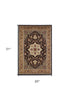 2' X 3' Beige And Black Floral Medallion Area Rug