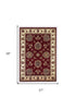 Red And Ivory Octagon Floral Vines Area Rug