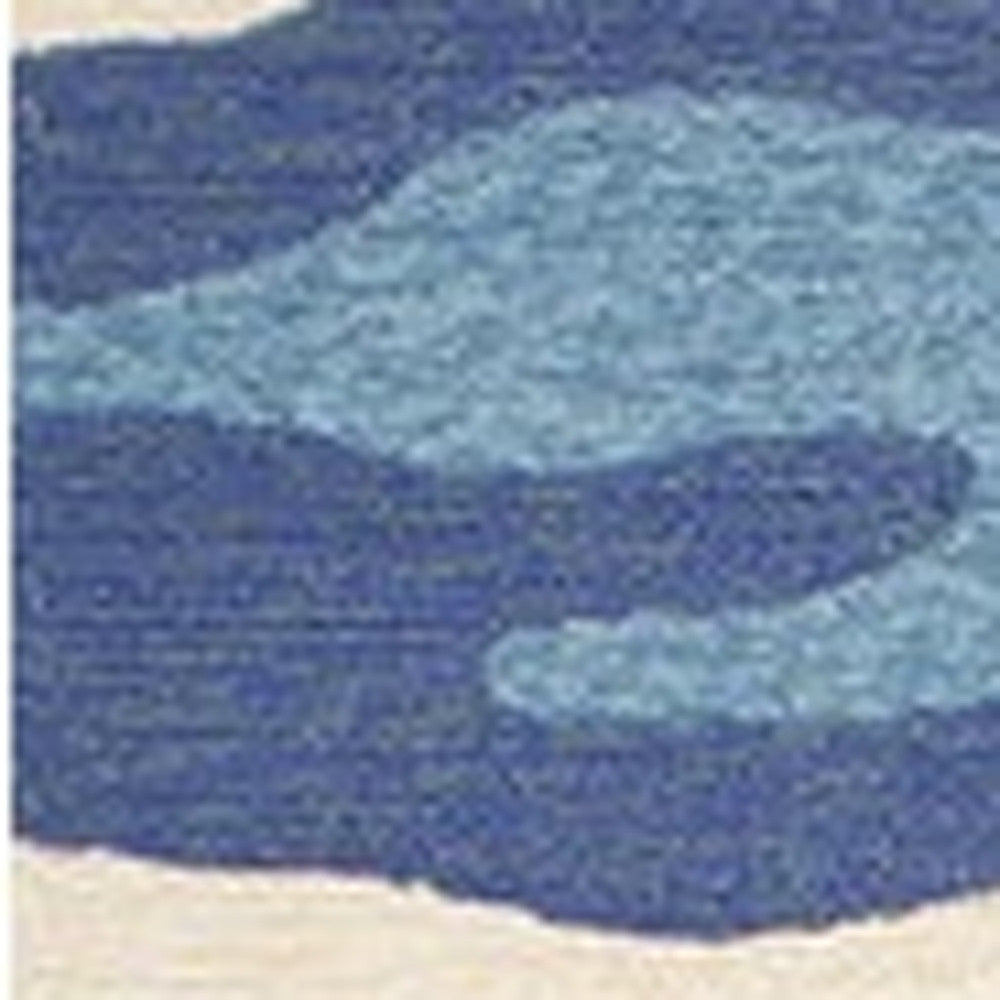 8'X10' Ocean Blue Hand Woven Uv Treated Ocean Waves Indoor Outdoor Area Rug