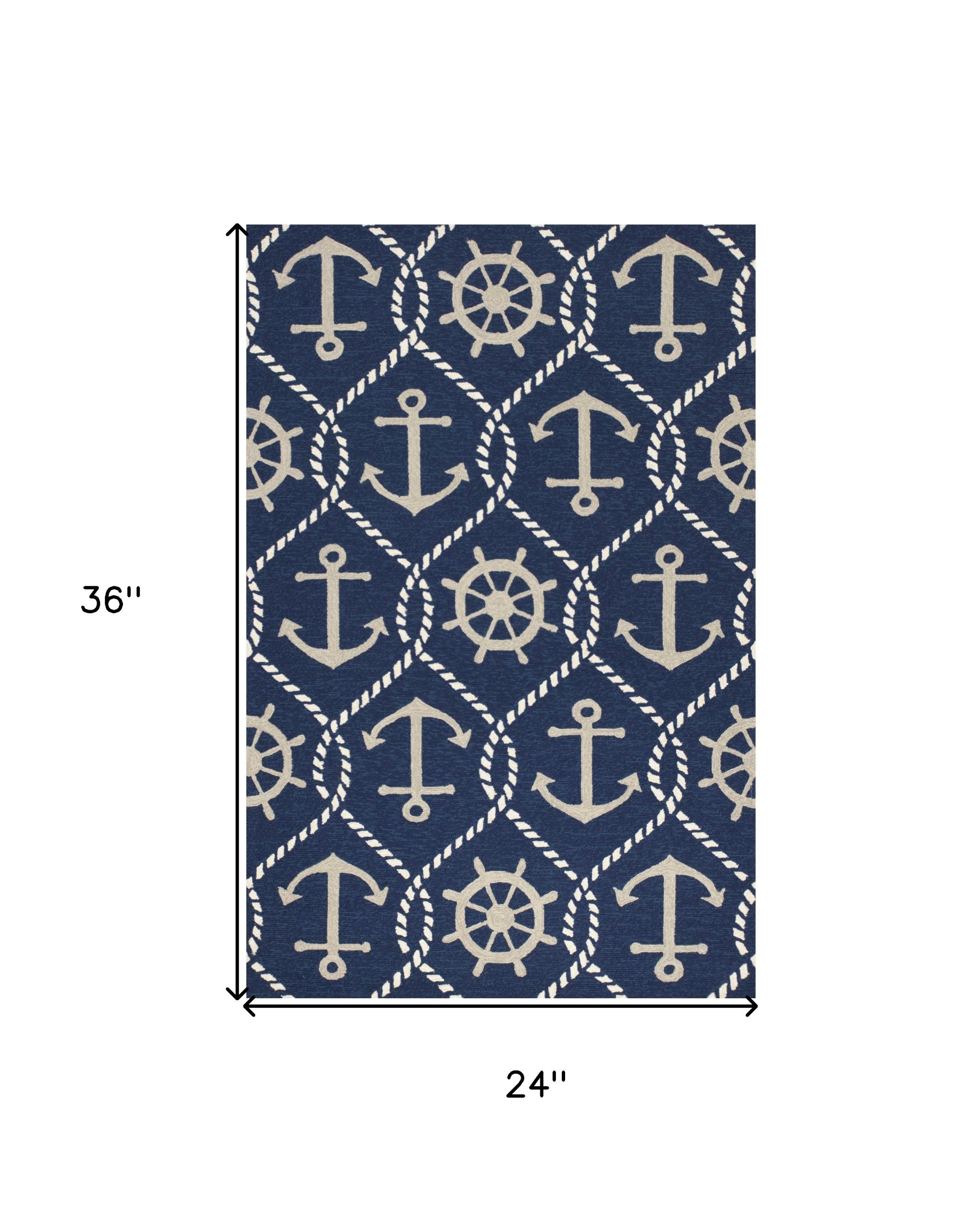 7' X 9'  Uv Treated Polypropylene Navy Area Rug