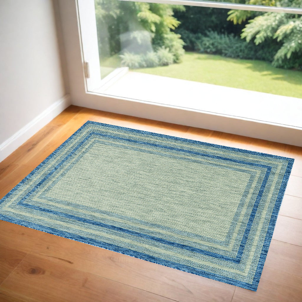 3' X 5' Uv Treated Polypropylene Grey Or Denim Area Rug