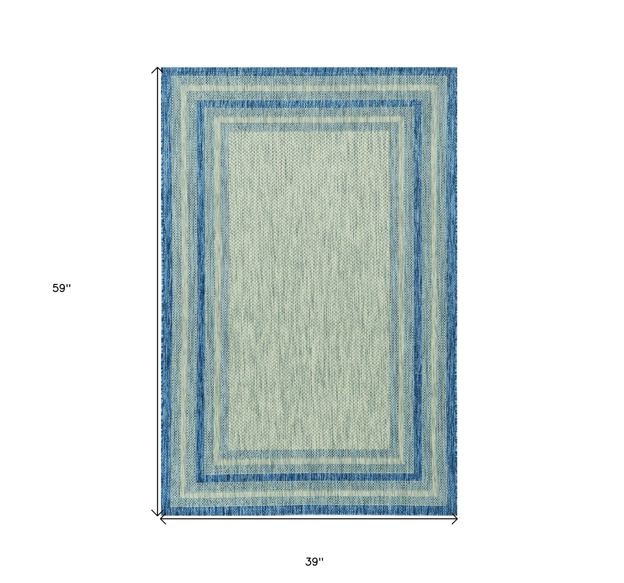 3' X 5' Uv Treated Polypropylene Grey Or Denim Area Rug