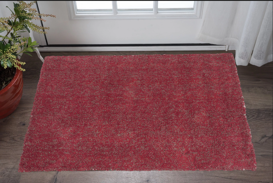 5' X 7' Red Heather Plain Indoor Area Rug