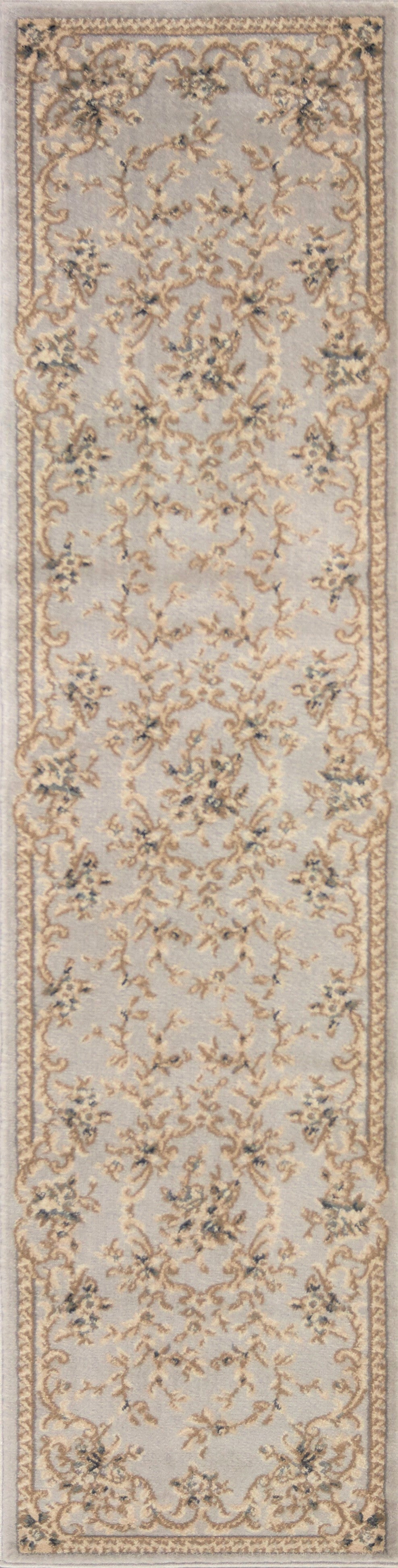 9'X12' Light Grey Bordered Floral Indoor Area Rug