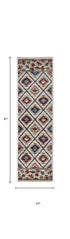 8' Ivory Machine Woven Geometric Lodge Indoor Runner Rug