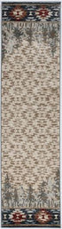 8' Ivory and Blue Abstract Area Rug