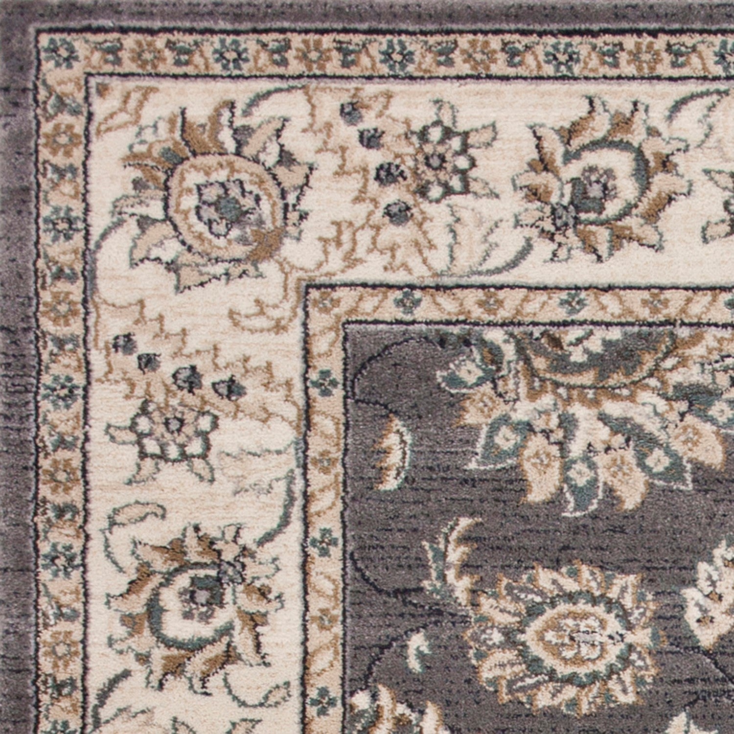 5' X 8' Grey Or Ivory Floral Vines Bordered Area Rug