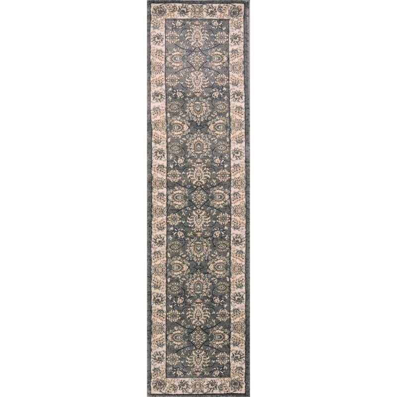 5' X 8' Grey Or Ivory Floral Vines Bordered Area Rug