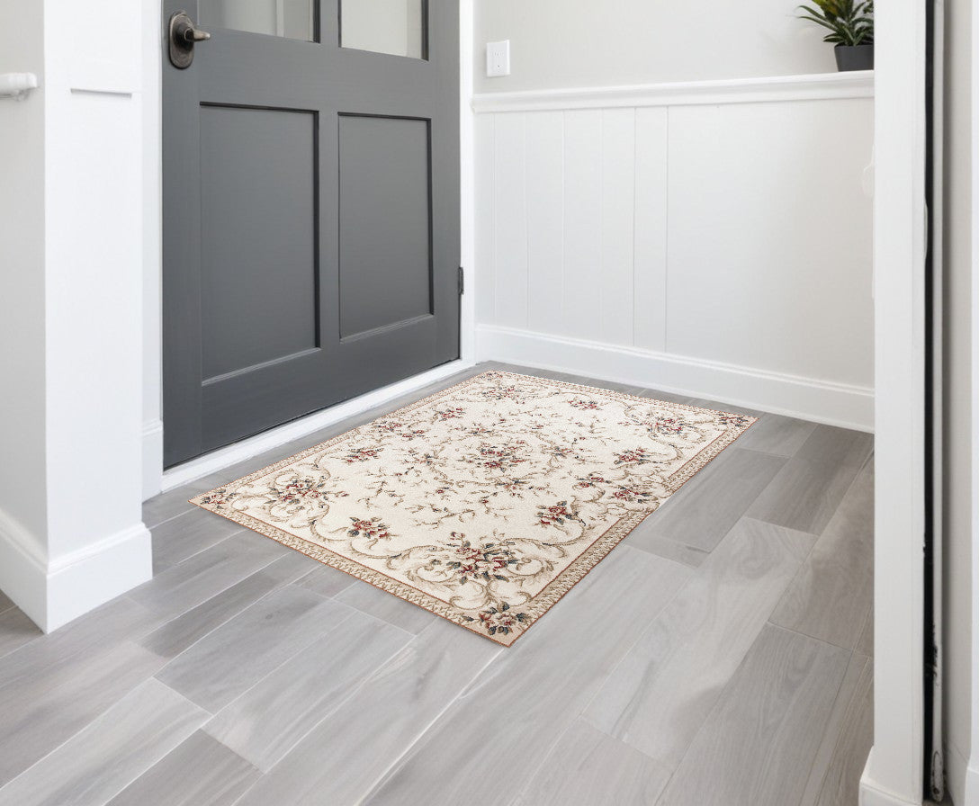 9' X 12'  Polypropylene Ivory  Area Rug