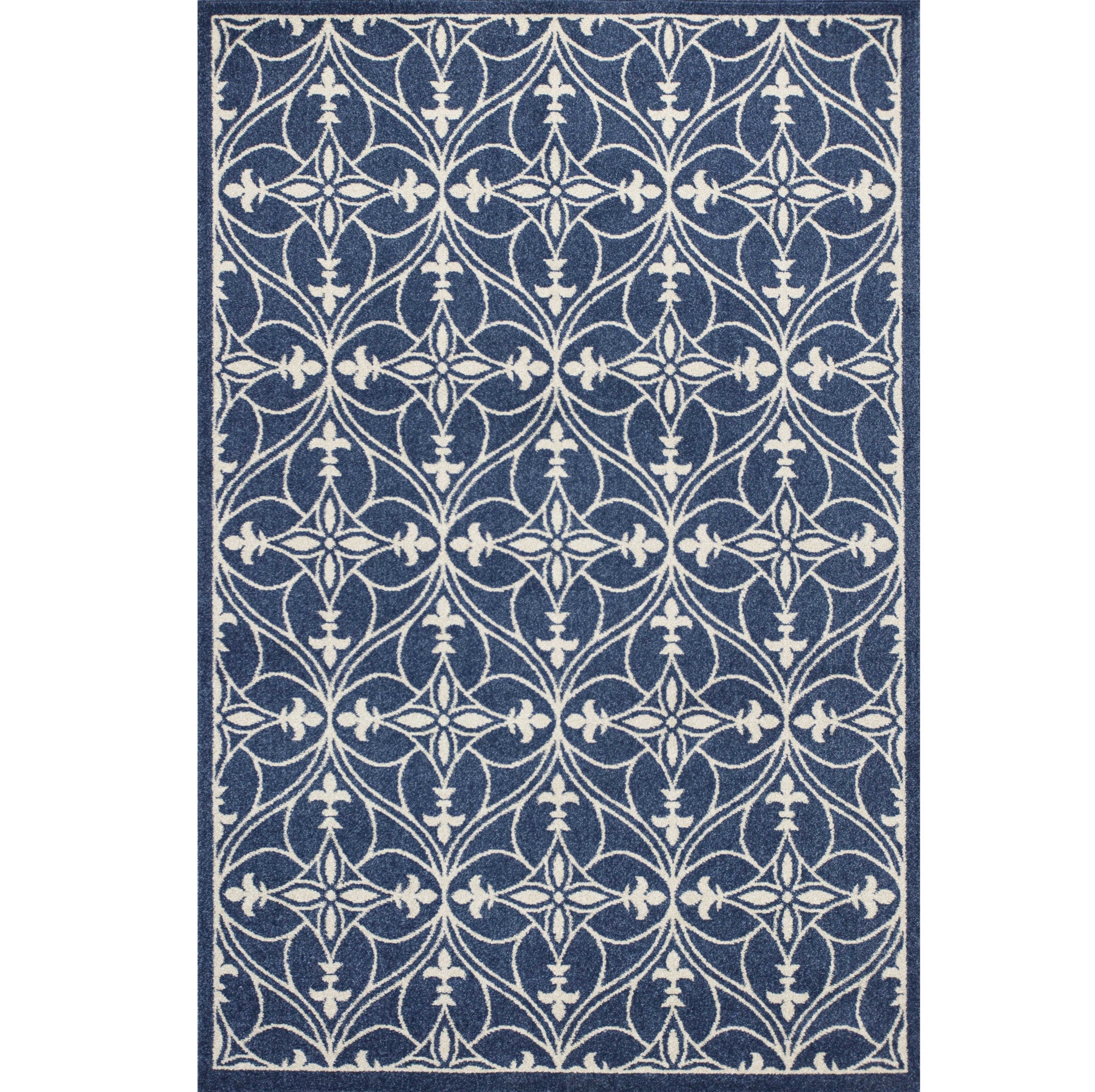 3' X 5' Blue and Ivory Area Rug