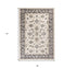 9'X12' Ivory Grey Bordered Floral Indoor Area Rug