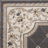 8' Grey Ivory Bordered Floral Indoor Runner Rug