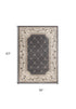 8' Grey Ivory Bordered Floral Indoor Runner Rug