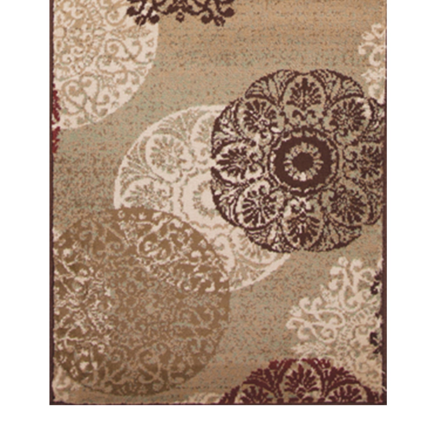 5'X8' Sage Green Machine Woven Floral Medallion Disk Indoor Area Rug