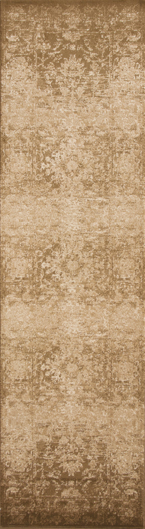 5'X8' Beige Machine Woven Distressed Floral Traditional Indoor Area Rug