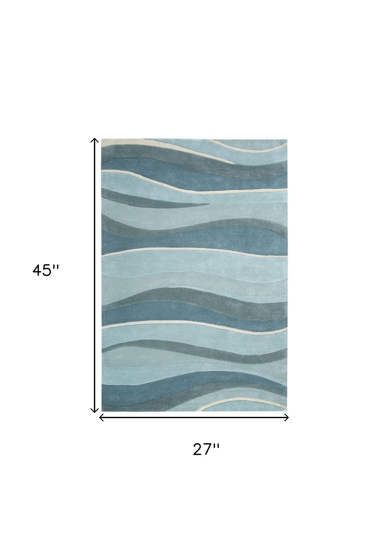 5' x 8' Aquamarine Abstract Waves Hand Tufted Wool Area Rug