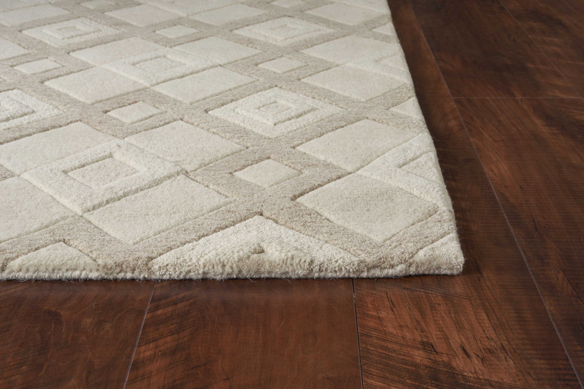 8' X 11' Ivory Wool Geometric Hand Tufted Area Rug