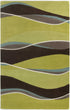 8' Lime Mocha Hand Tufted Abstract Waves Indoor Runner Rug