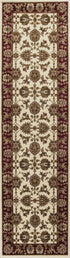 8' Ivory And Red Octagon Floral Vines Area Rug