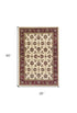 8' Ivory And Red Octagon Floral Vines Area Rug