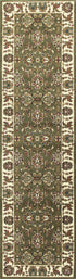 Green And Ivory Octagon Floral Vines Area Rug