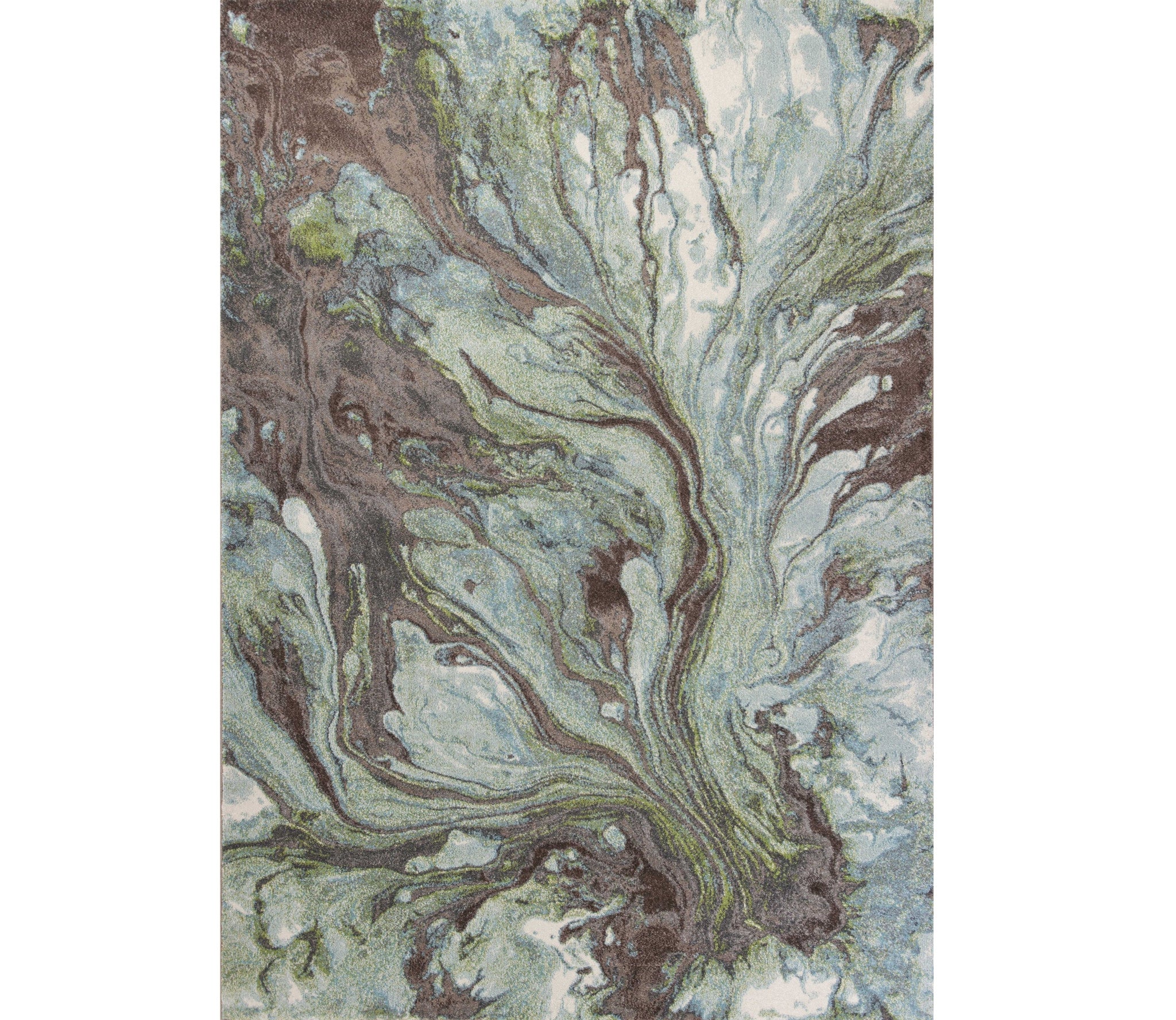 9' X 13'  Green And Brown Abstract Marble Area Rug