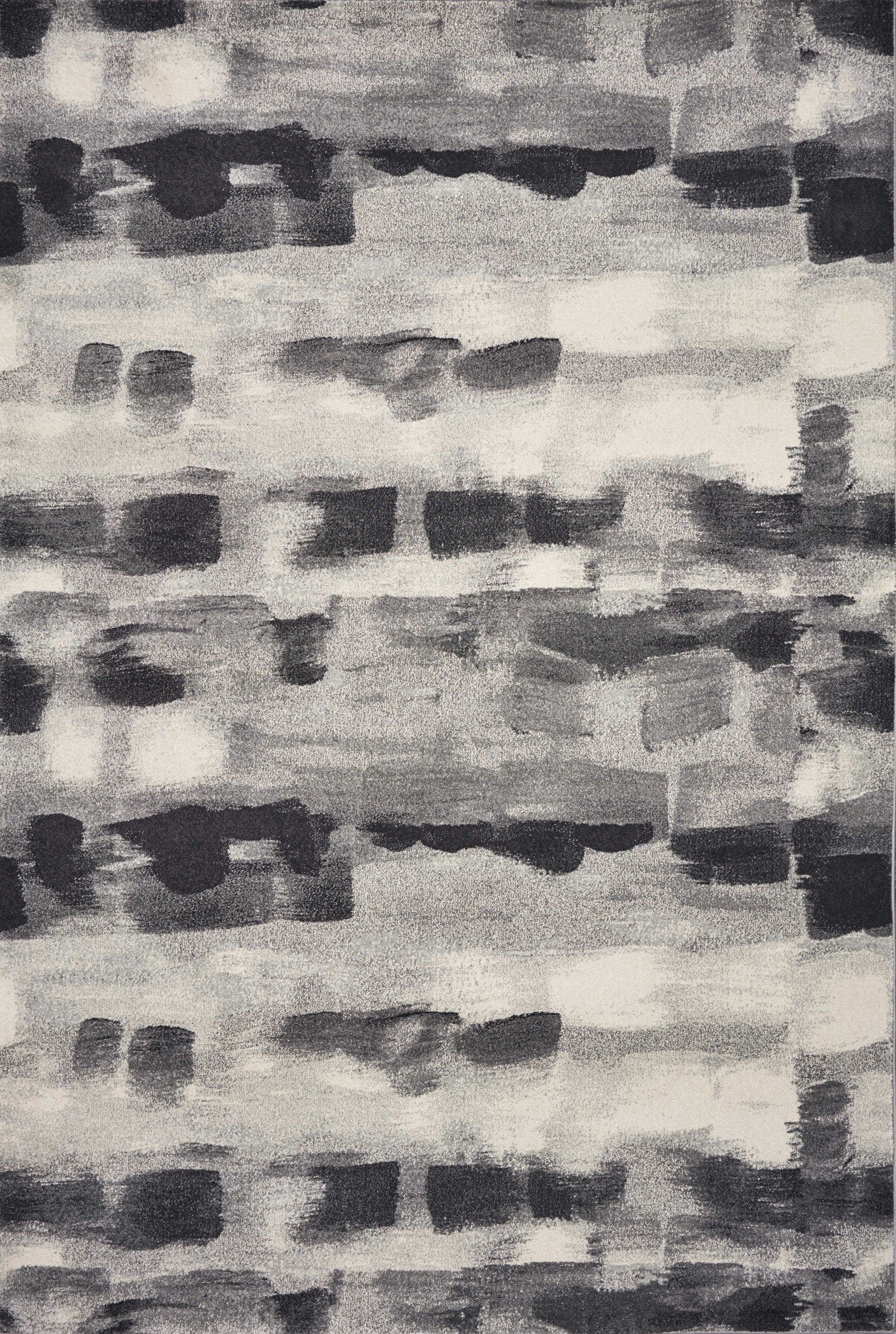 10'X13' Shades Of Grey Machine Woven Abstract Brushstroke Indoor Area Rug