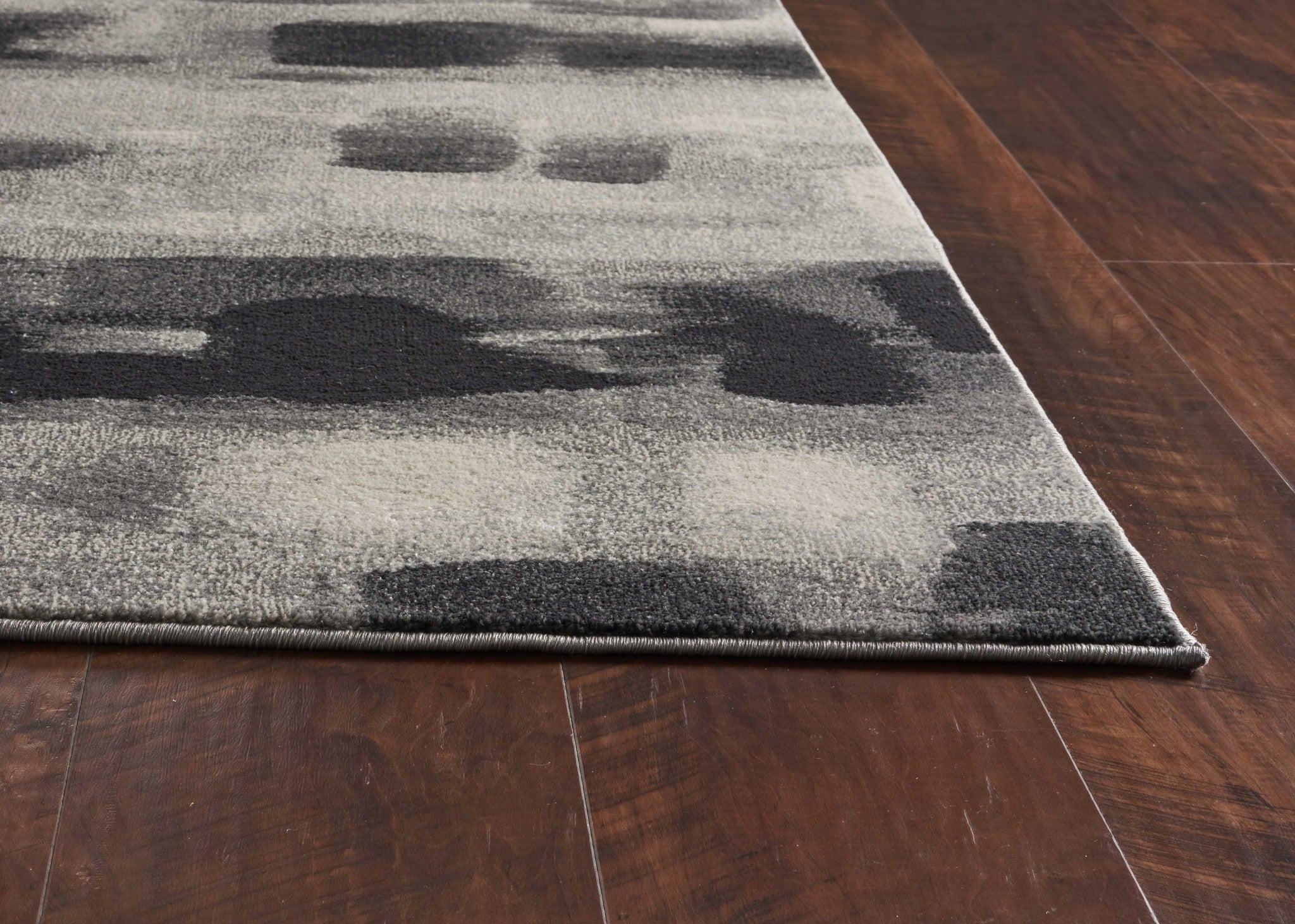 5'X8' Shades Of Grey Machine Woven Abstract Brushstroke Indoor Area Rug