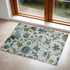 8'X11' Teal Blue Machine Woven Floral Indoor Area Rug