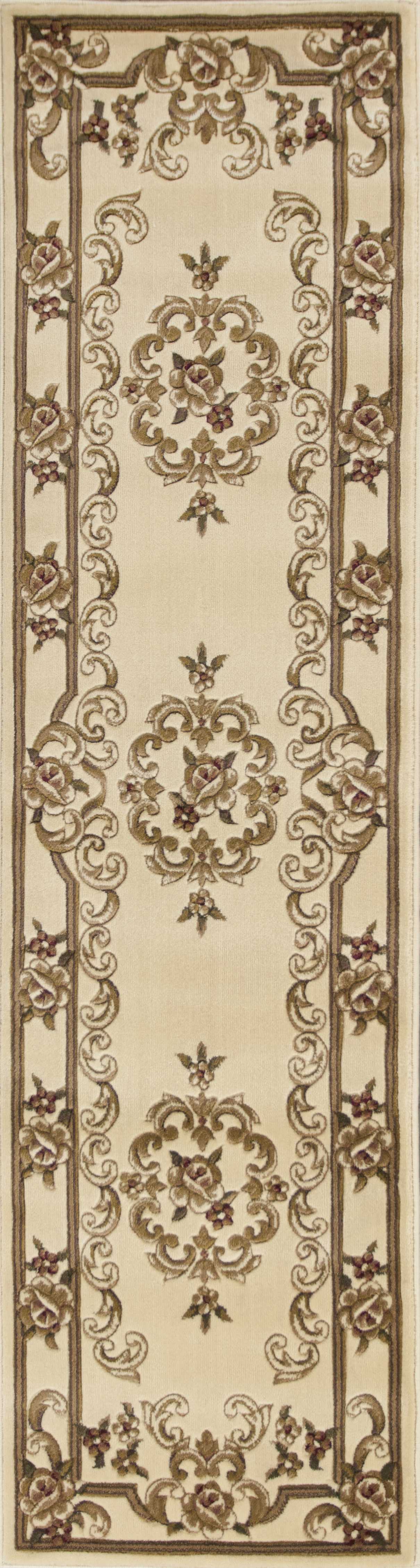 8' Ivory Round Floral Area Rug