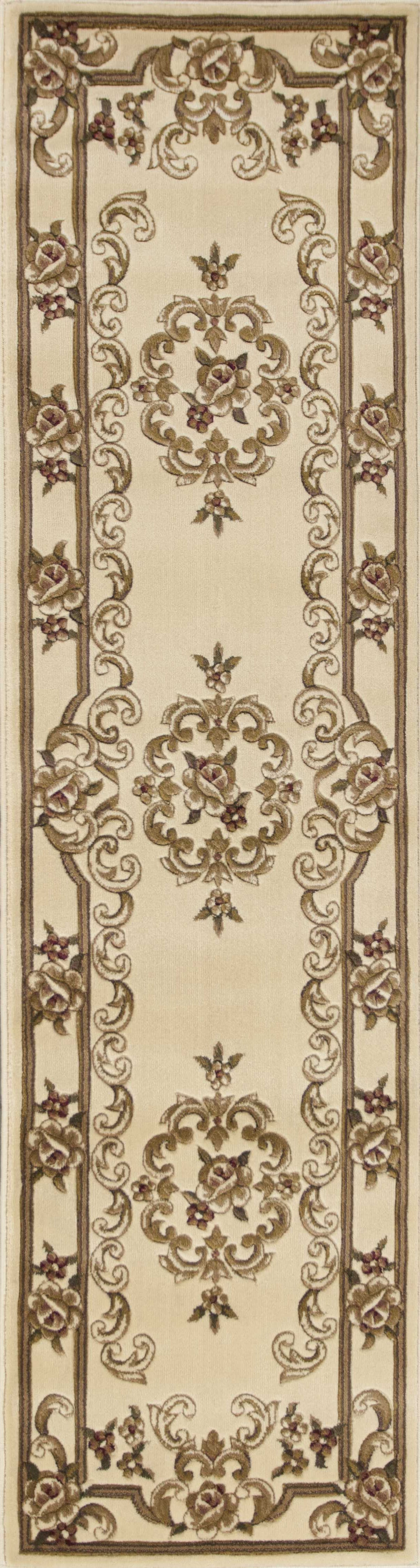 8' Ivory Round Floral Area Rug