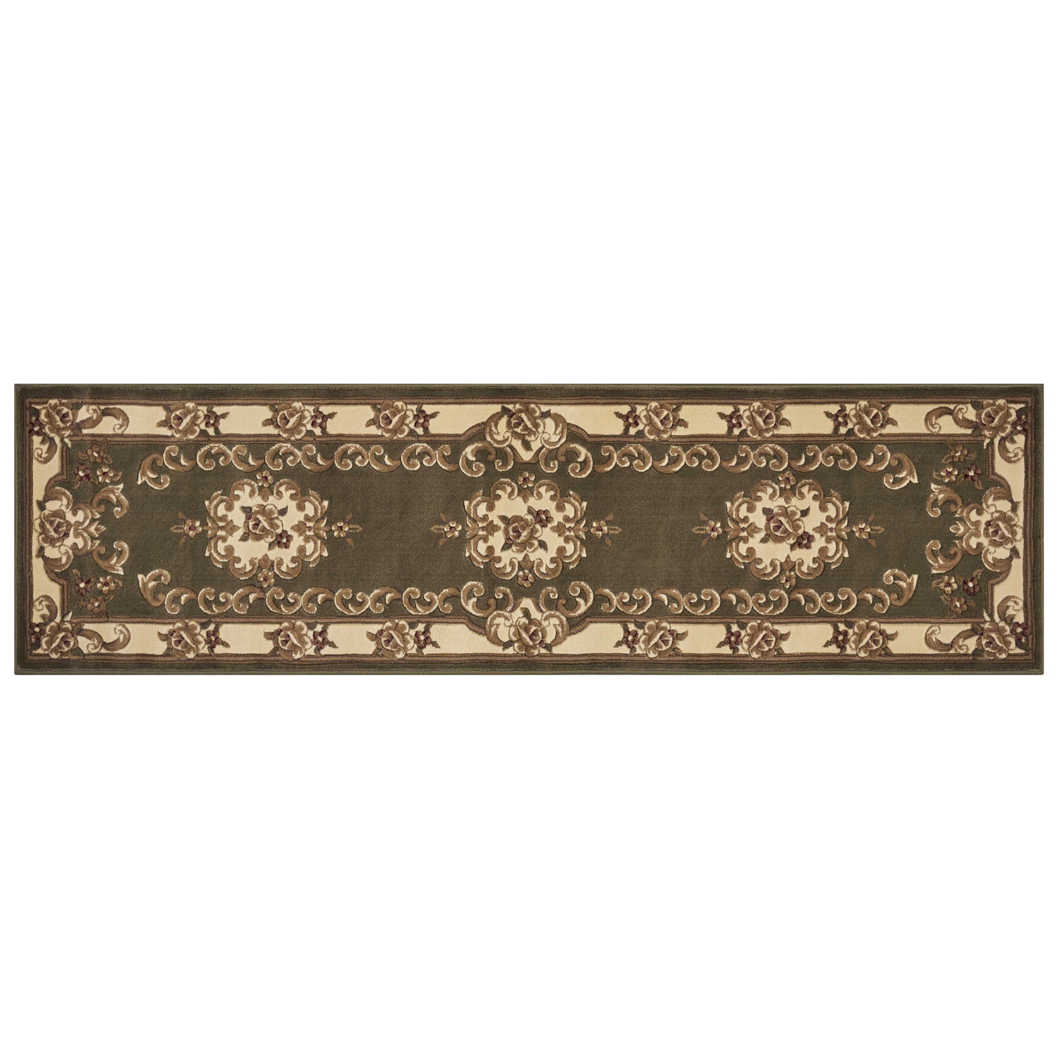 7' X 10'  Polypropylene Greenor Ivory Area Rug