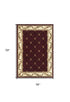 2'X3' Red Machine Woven Hand Carved Fleur De Lis Indoor Accent Rug