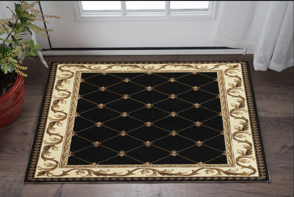 7' X 10'  Polypropylene Black Area Rug