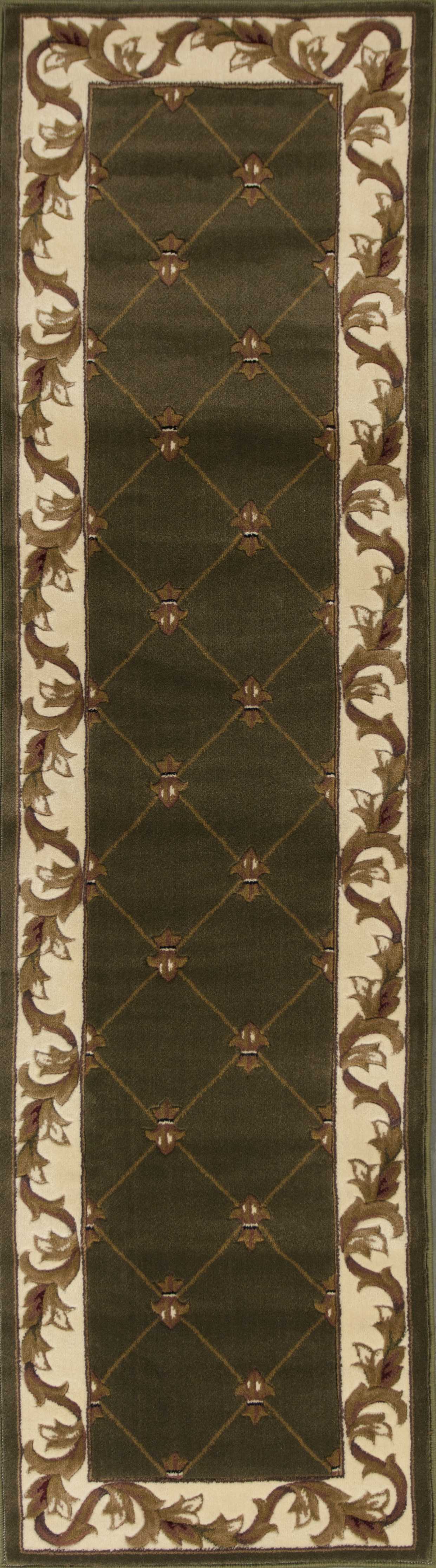 9' X 13' Green and Brown Oriental Area Rug