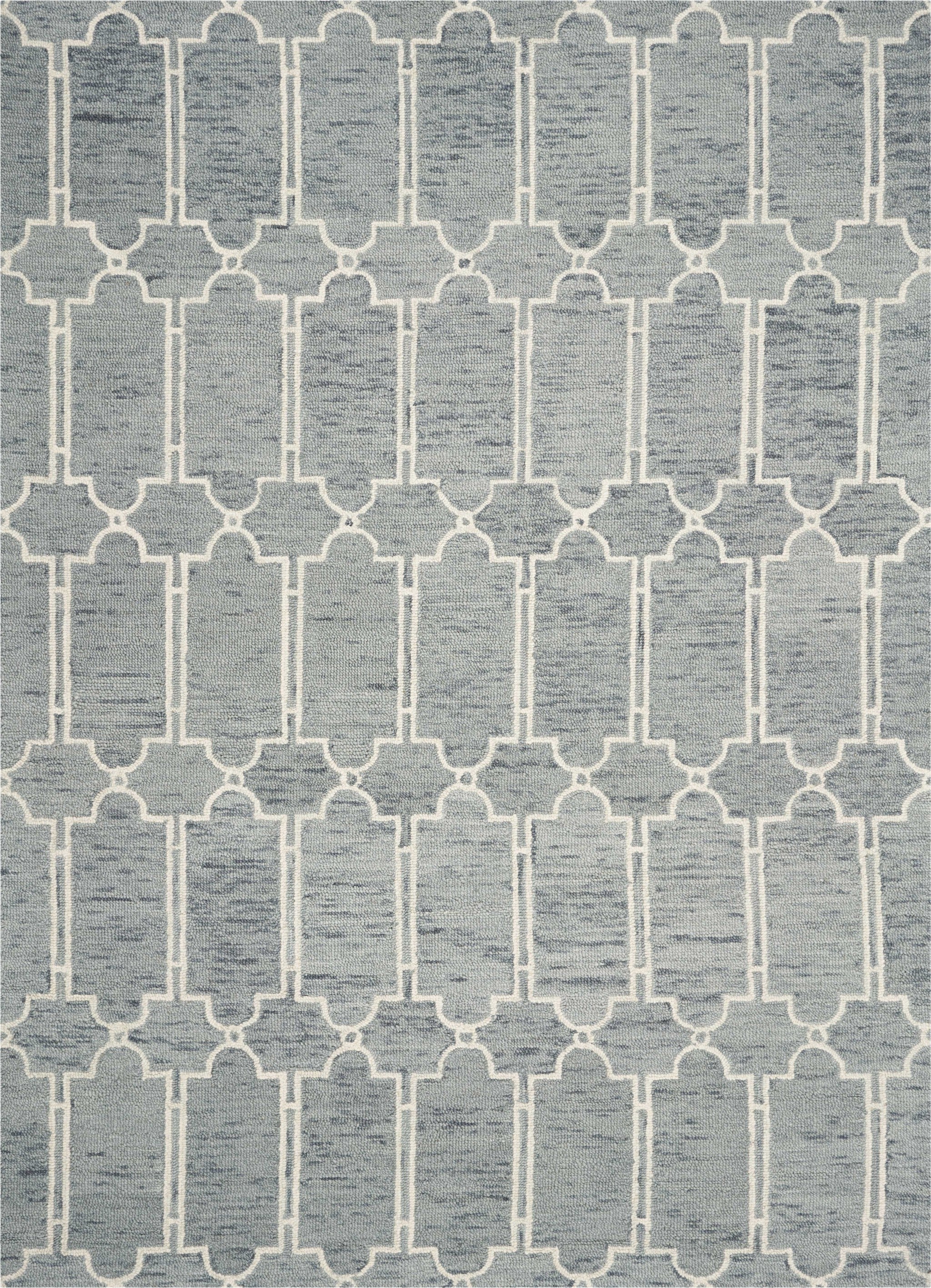 8'X10' Slate Blue Hand Tufted Geometric Indoor Area Rug