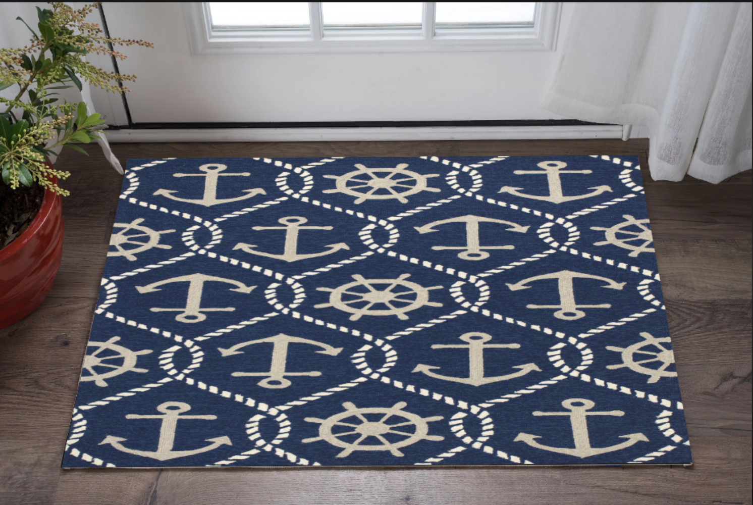 7' X 9'  Uv Treated Polypropylene Navy Area Rug