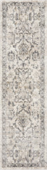 5'X8' Ivory Machine Woven Distressed Floral Traditional Indoor Runner Rug