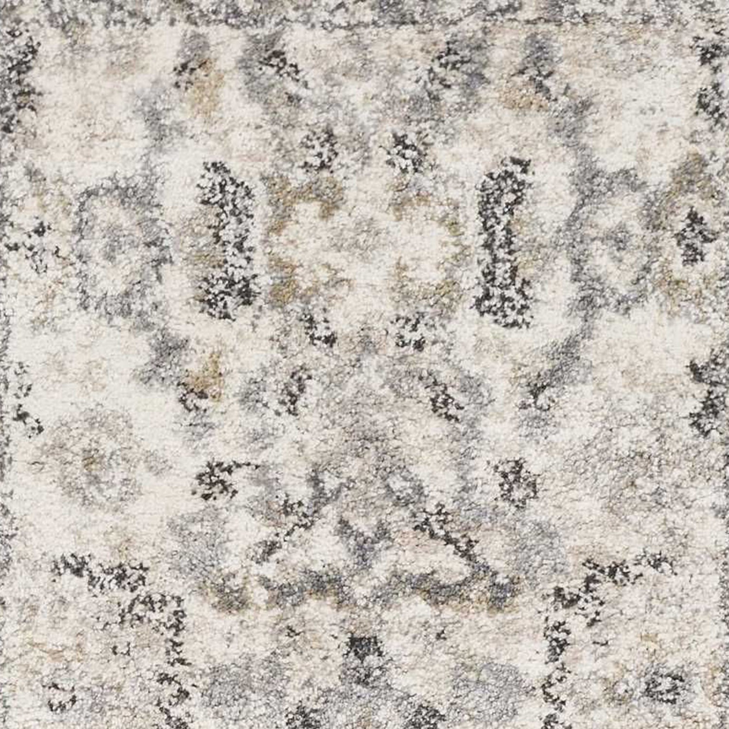 5'X8' Ivory Machine Woven Distressed Floral Traditional Indoor Runner Rug