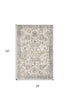 5'X8' Ivory Machine Woven Distressed Floral Traditional Indoor Runner Rug