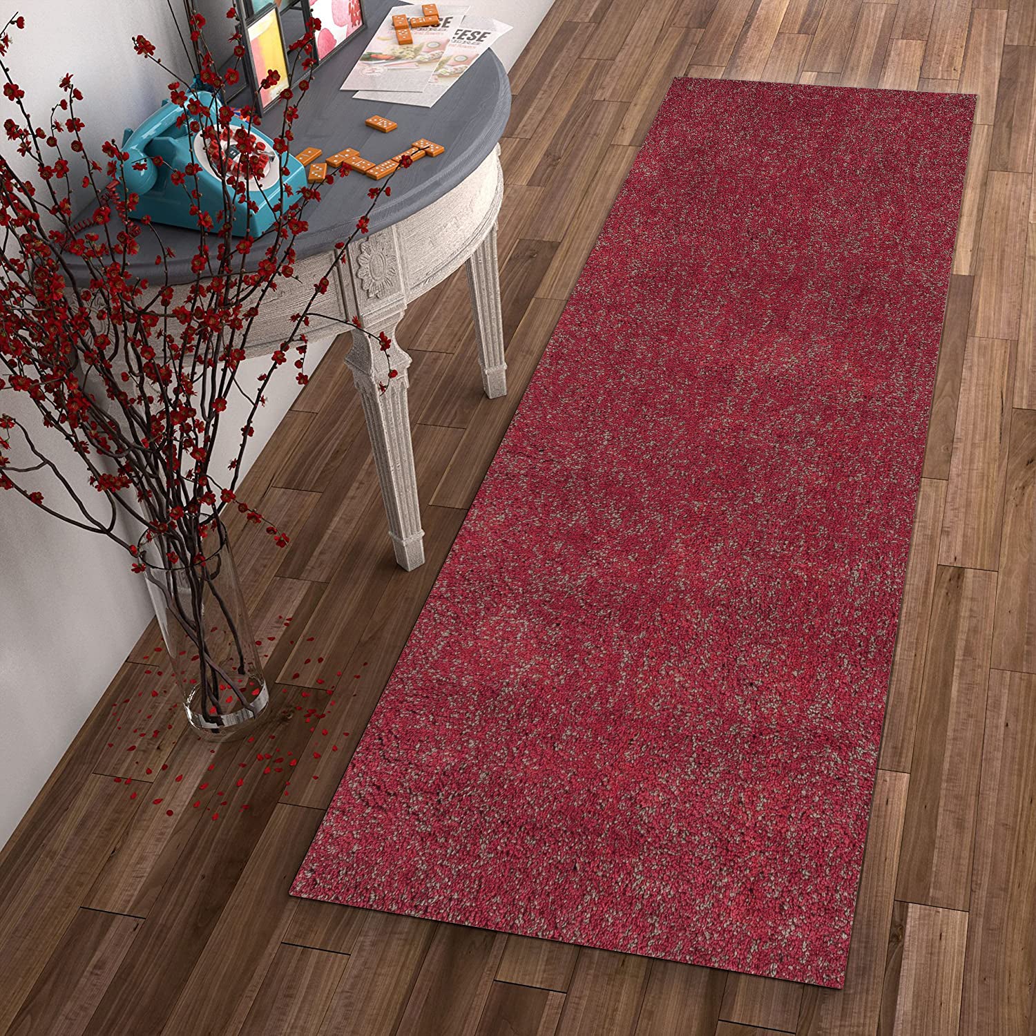 5' X 7' Red Heather Plain Indoor Area Rug