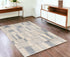 5'X8' Ivory Blue Machine Woven Abstract Blocks Indoor Area Rug