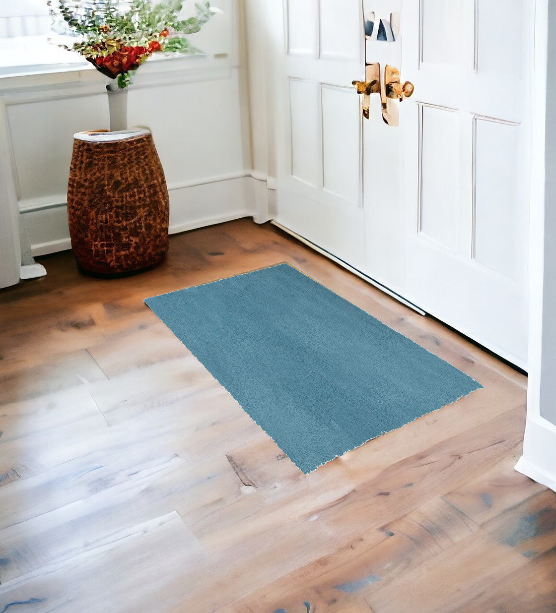 5' X 7' Highlighter Blue Plain Indoor Area Rug