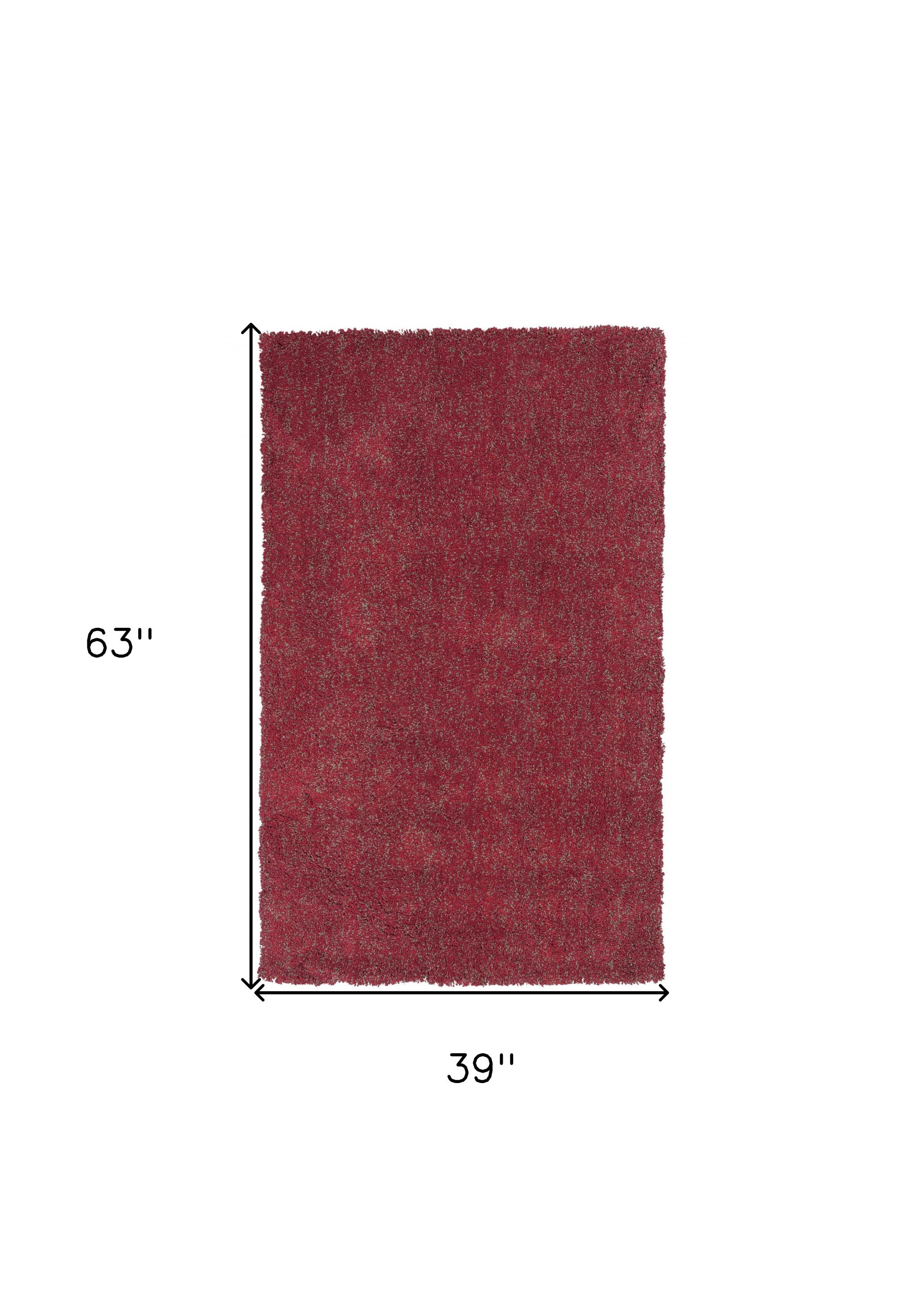 5' X 7' Red Heather Plain Indoor Area Rug