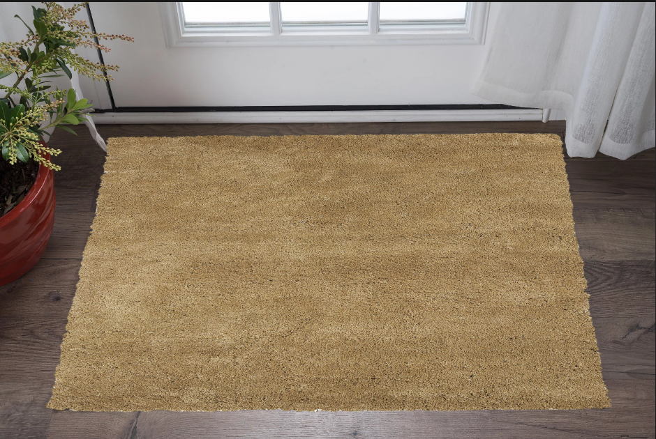 5' X 7' Gold Plain Indoor Area Rug