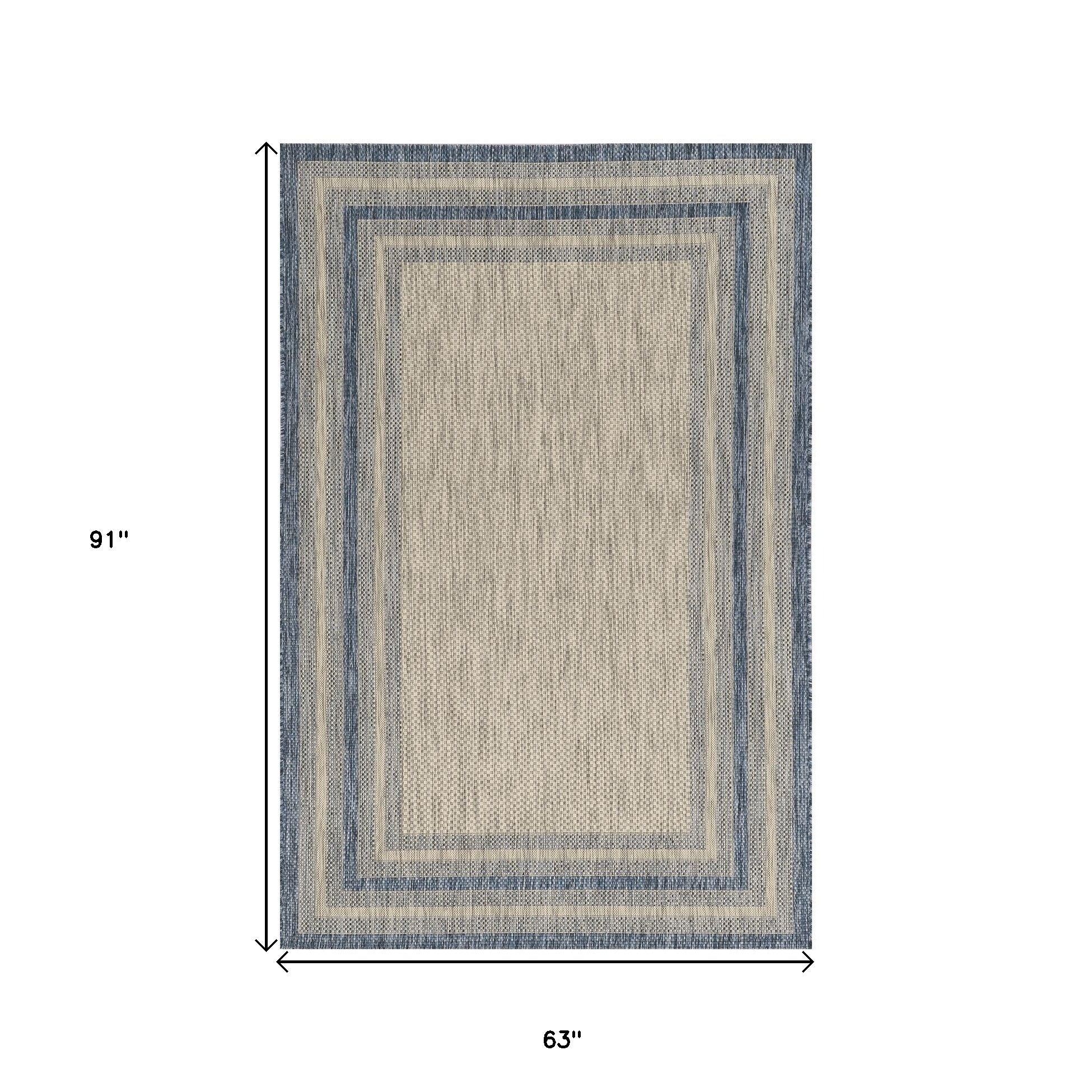 3' X 5' Uv Treated Polypropylene Grey Or Denim Area Rug