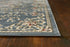 8' Slate Blue Bordered Floral Indoor Runner Rug