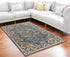 8' Slate Blue Bordered Floral Indoor Runner Rug