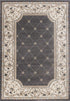 8' Grey Ivory Bordered Floral Indoor Runner Rug