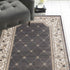 8' Grey Ivory Bordered Floral Indoor Runner Rug